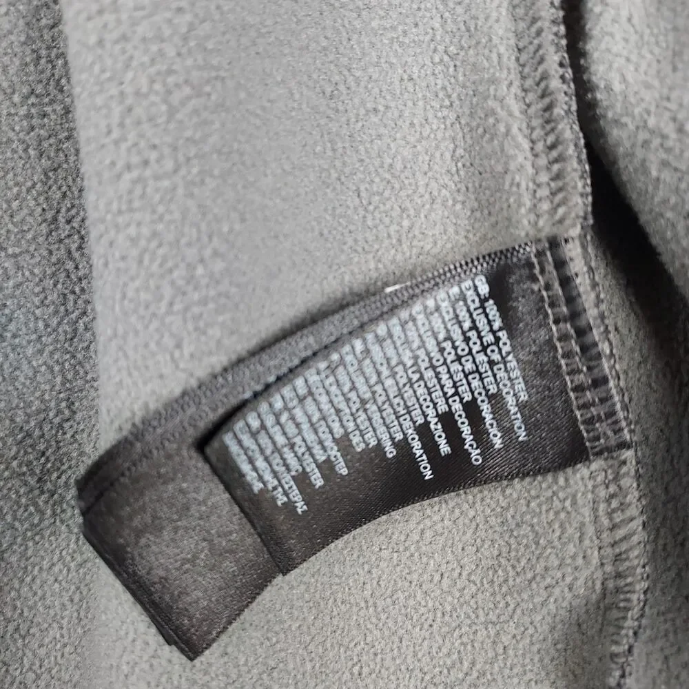 The North Face Mens Large Full Zip Hooded Fleece Jacket Gray Black Camo Logo